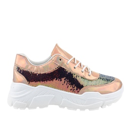 Szampańskie obuwie sportowe z cekinami W-3118 żółte