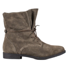 Filippo Klasyczne Skórzane Botki szare