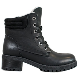 Goodin Sznurowane Botki Z Kożuszkiem czarne