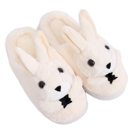 Kapcie damskie króliczki beżowe MA17 White beżowy