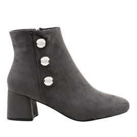 Szare zamszowe botki na słupku L068