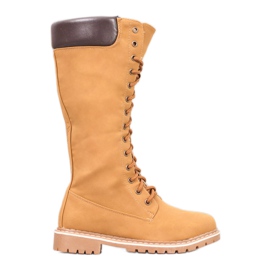 Seastar Ciepłe Sznurowane Kozaki brązowe
