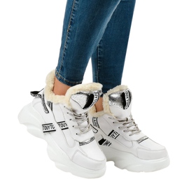 Białe damskie sneakersy ocieplane D80-31