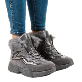 Ocieplane szare trampki LS-2062