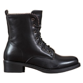 Janessa Klasyczne Sznurowane Botki czarne