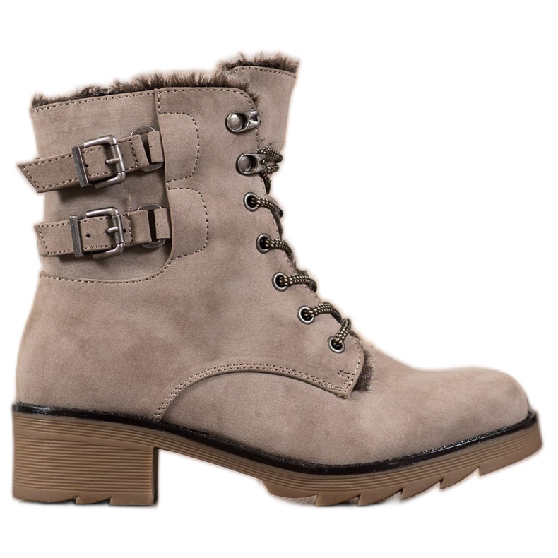 Sergio Leone Ciepłe Sznurowane Botki brązowe