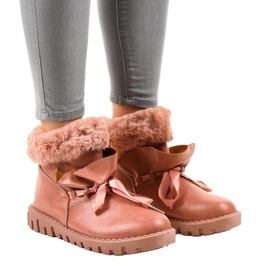 Ocieplane różowe trampki z suwakiem 428-6