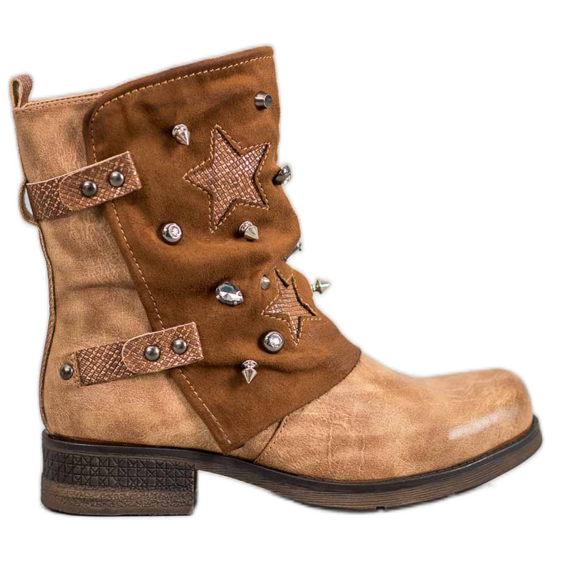 Super Mode Zdobione Workery brązowe