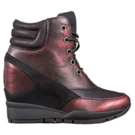 Sergio Leone Bordowe Sneakersy czerwone