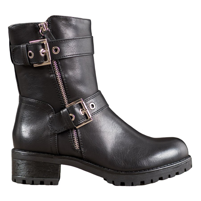 SHELOVET Workery Z Ozdobnym Suwakiem czarne