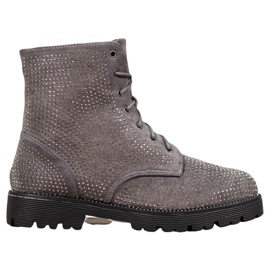 Sweet Shoes Szare Zamszowe Botki