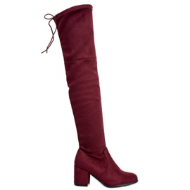 Ideal Shoes Zamszowe Muszkieterki czerwone