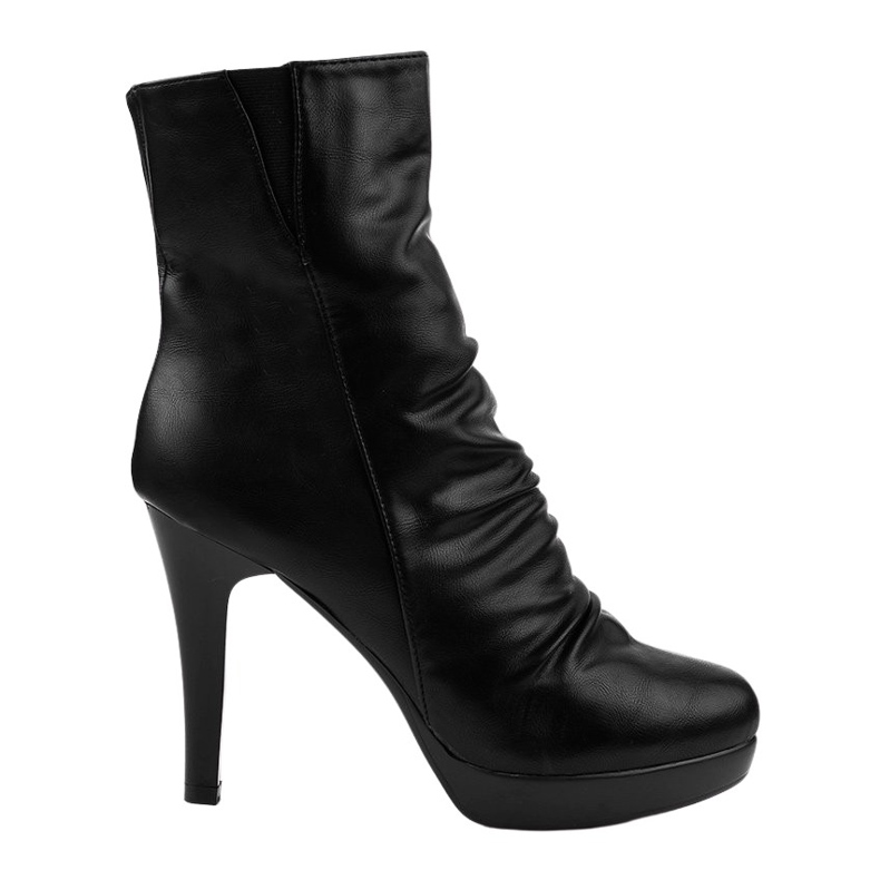 Czarne botki na szpilce ocieplane GFA418