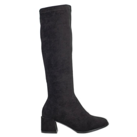 Filippo Zamszowe Kozaki Na Słupku czarne