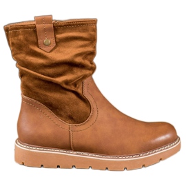 Ideal Shoes Workery Na Platformie brązowe