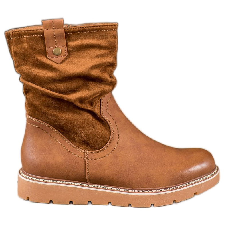 Ideal Shoes Workery Na Platformie brązowe