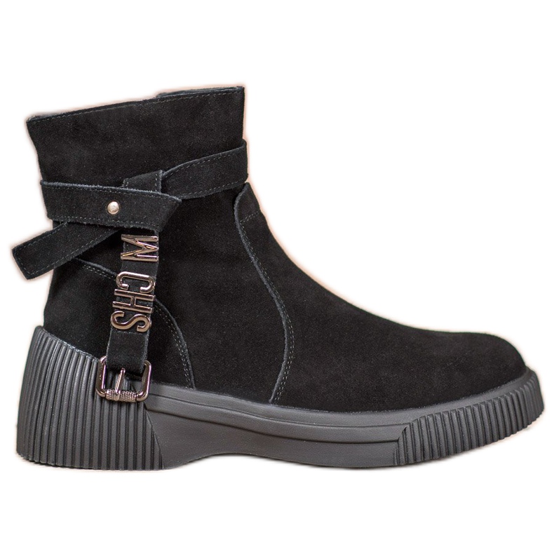 Filippo Skórzane Botki Na Platformie czarne