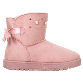 SHELOVET Mukluki Z Koralikami różowe