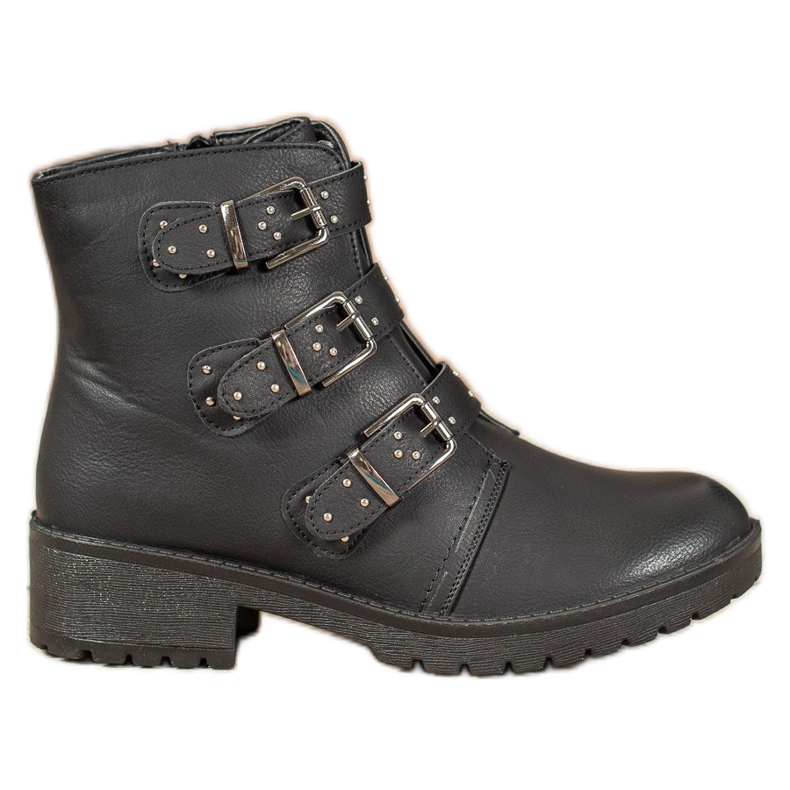 J. Star Czarne Workery Z Klamrami