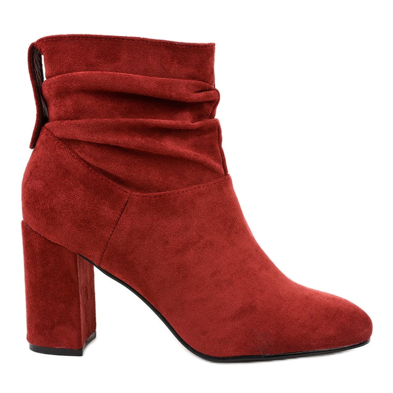 Bordowe eleganckie botki na słupku 884 czerwone