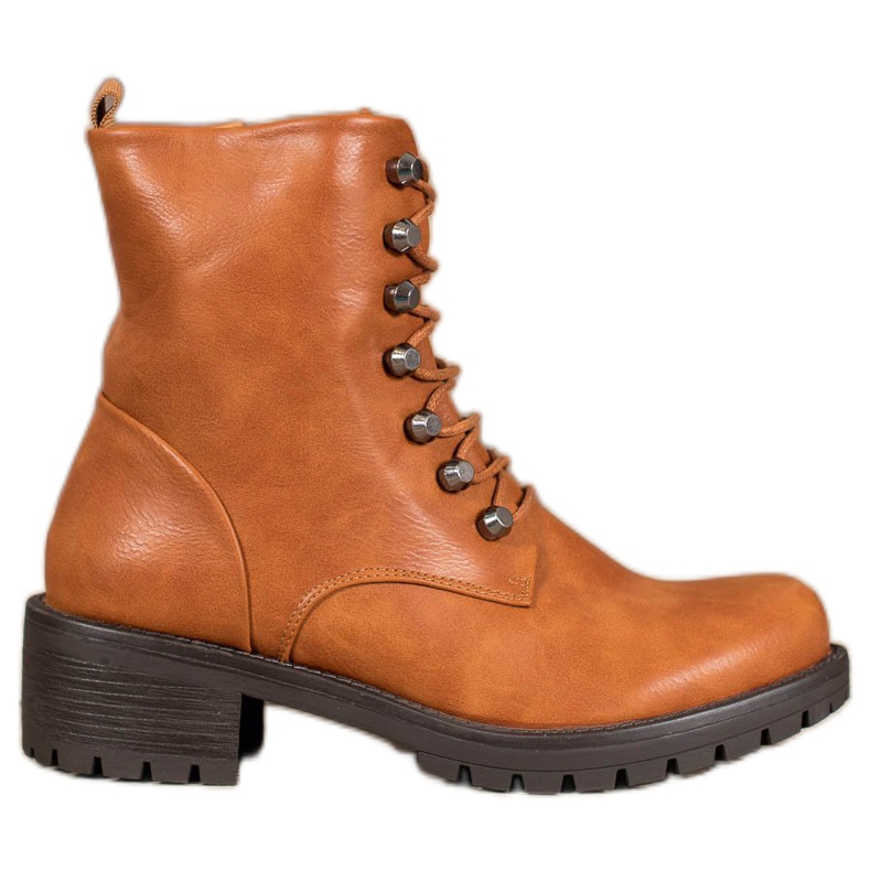 Kayla Rockowe Workery Z Eko Skóry brązowe