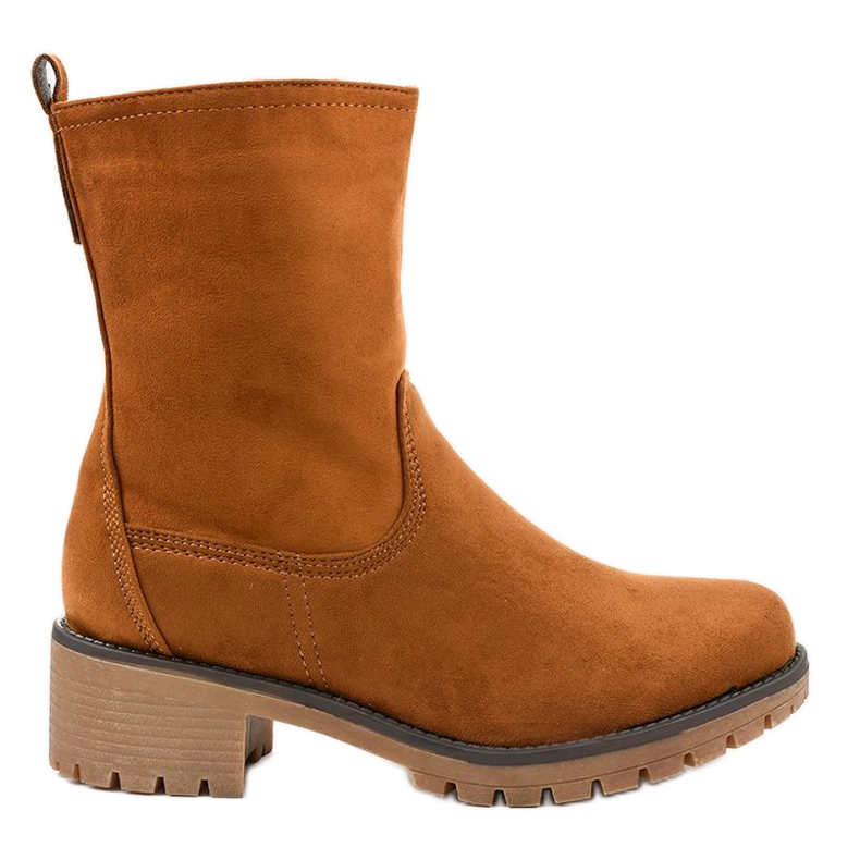 Brązowe zamszowe wysokie botki 8B905