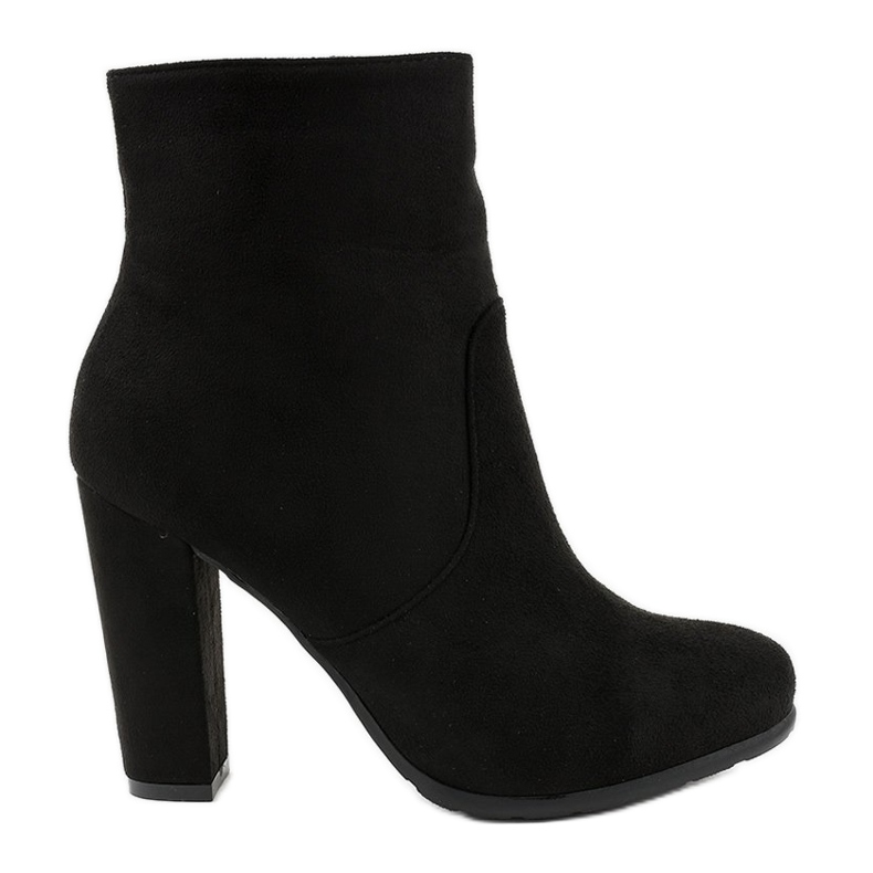 Czarne wysokie botki na słupku F912