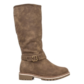 Super Me Kozaki Z Kożuszkiem brązowe