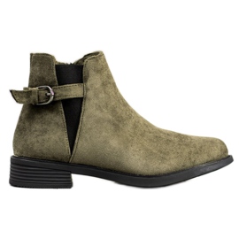 Ideal Shoes Zamszowe Botki zielone