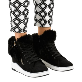 Czarne damskie sneakersy ocieplane CN686