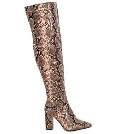 Seastar Kozaki Nad Kolano Snake Print zielone