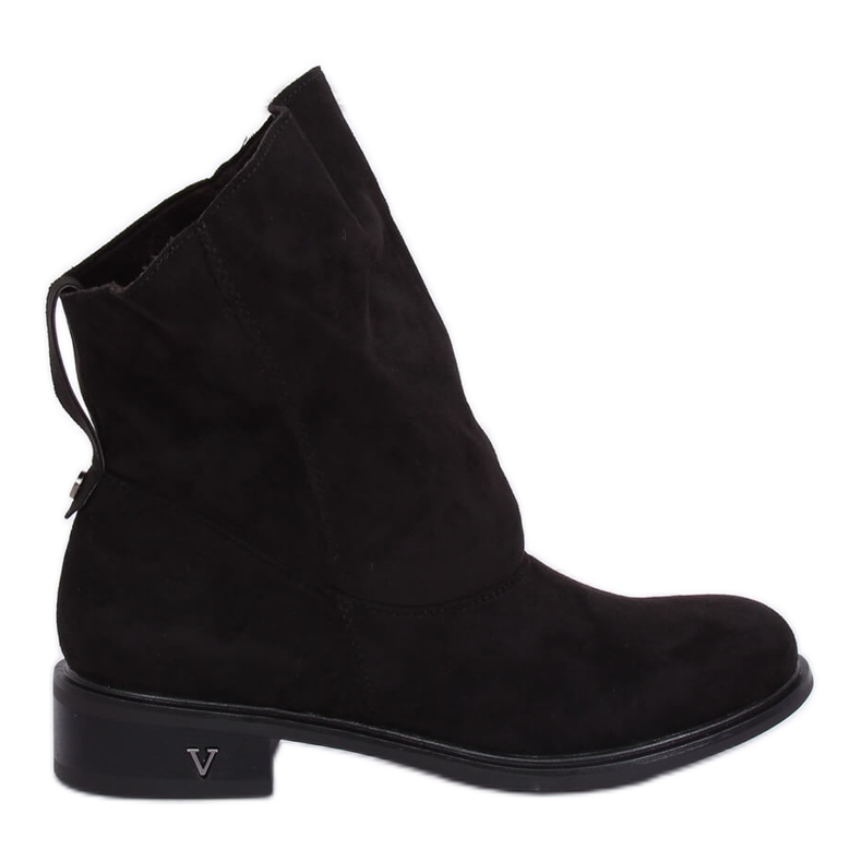 Botki z marszczoną cholewką czarne 6672 Black