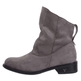 Botki z marszczoną cholewką szare 6672 Grey