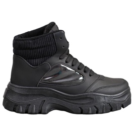 SHELOVET Sznurowane Botki Fashion czarne