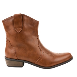 Brązowe botki na słupku kowbojki 928-1