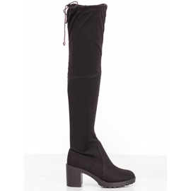 Small Swan Zamszowe Muszkieterki Na Słupku czarne