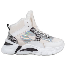 Bella Paris Sneakersy Z Efektem Holo białe wielokolorowe