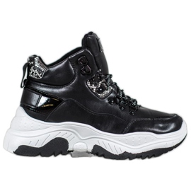 Bella Paris Sznurowane Sneakersy Fashion czarne