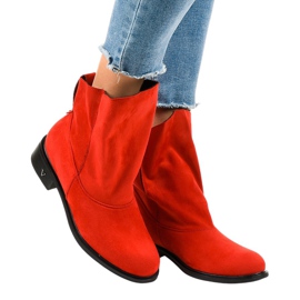 Czerwone płaskie botki ocieplane 6672-7