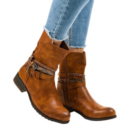 Brązowe płaskie botki ocieplane 4440