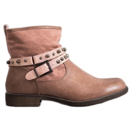 SHELOVET Różowe Botki Z Dżetami