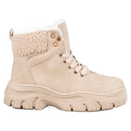 GOLL Ciepłe Sneakersy Z Kożuszkiem brązowe