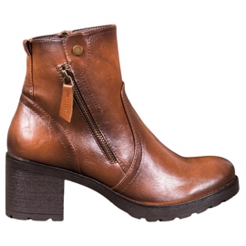 SHELOVET Botki Na Suwak brązowe