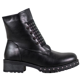 J. Star Modne Workery Z Dżetami czarne