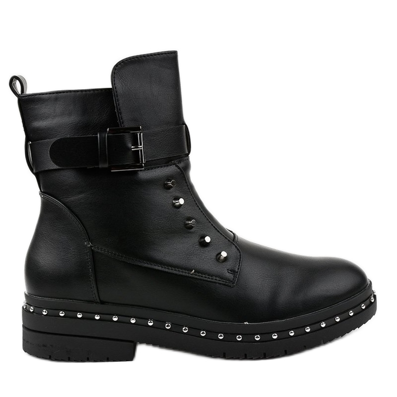 Czarne płaskie botki ocieplane 1946-9