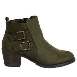 Botki na obcasie zielone K1809305 Khaki
