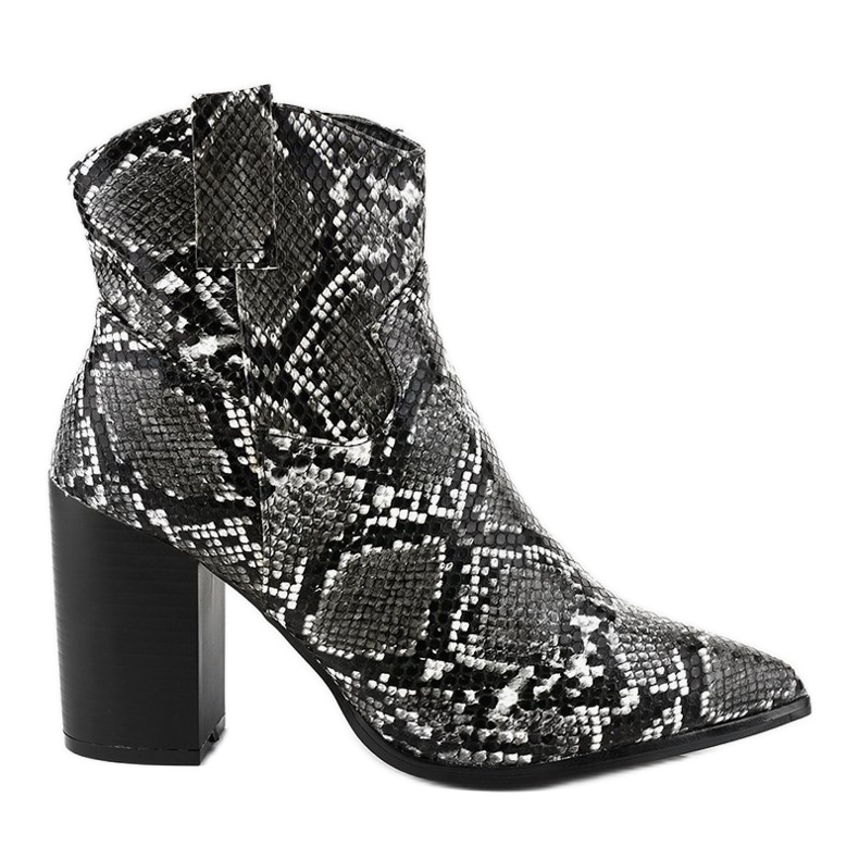 Czarne botki na słupku snake OL-11