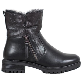 SHELOVET Ciepłe Workery Z Brokatem czarne