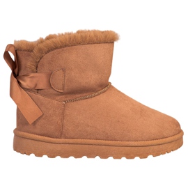 SHELOVET Ciepłe Mukluki Z Kokardką brązowe