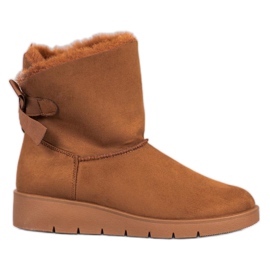 SHELOVET Camelowe Mukluki Na Platformie brązowe